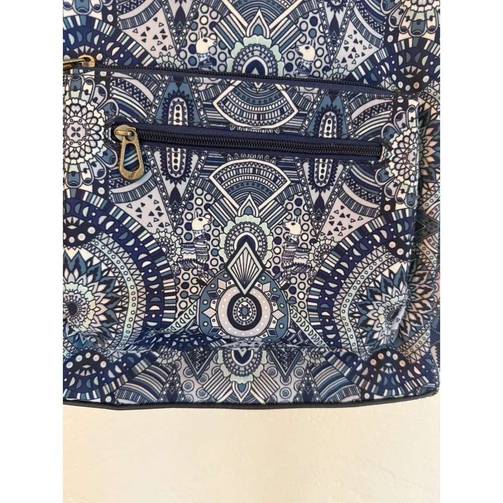 Sakroots Navy White Loyola Blue Wonderlust Geometric Backpack Boho Travel School